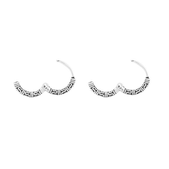 Sterling Hoop Earrings Pattern Earring For Women / Men . S925 Sterling Silver pl - Picture 4 of 5